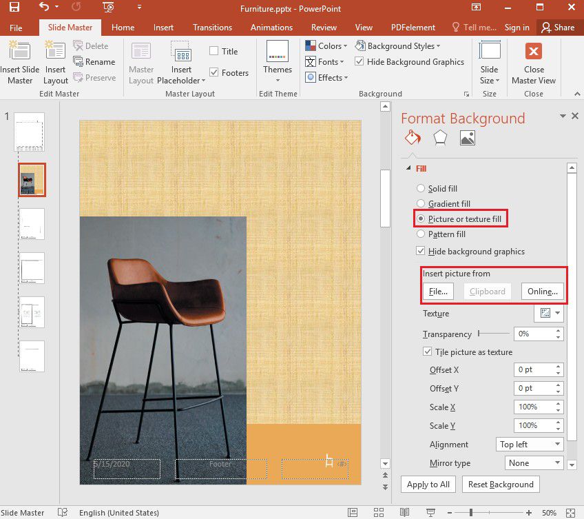 change one slide background style in powerpoint for mac